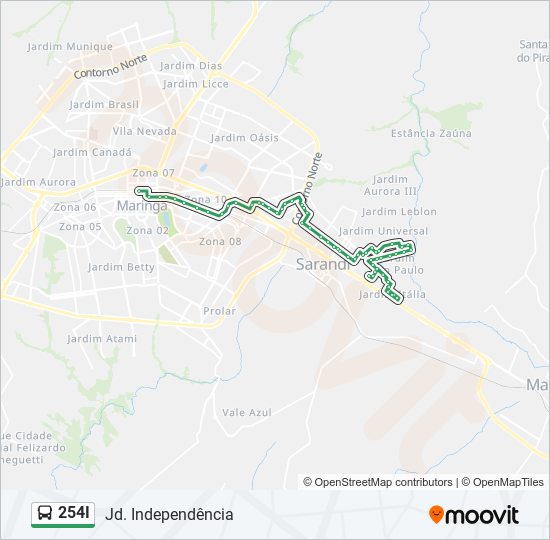 Mapa de 254I de autobús