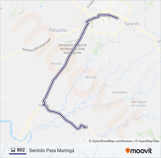 Mapa da linha 802 de ônibus