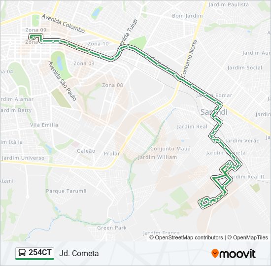 Mapa de 254CT de autobús