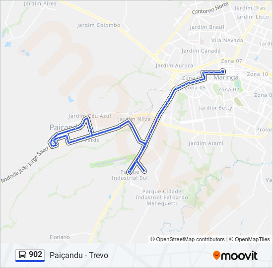 Mapa da linha 902 de ônibus