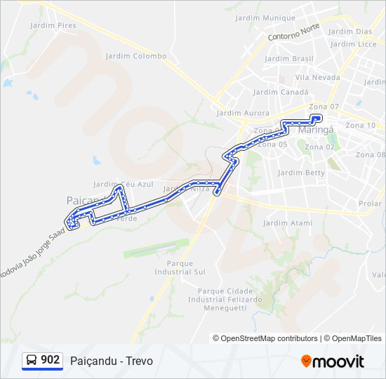 Mapa da linha 902 de ônibus