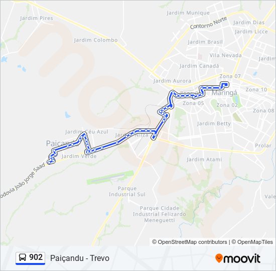 Mapa da linha 902 de ônibus