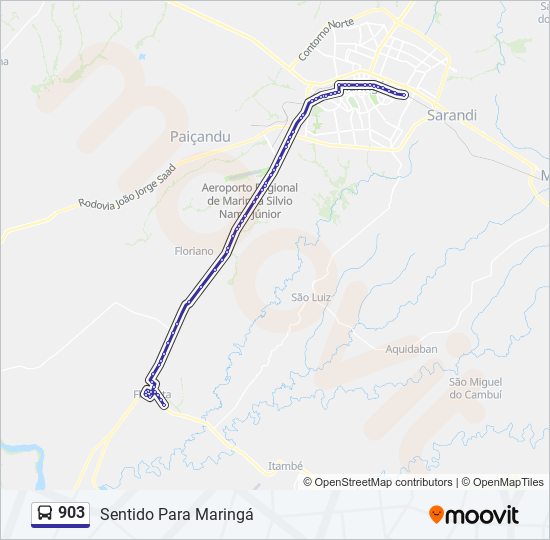 Mapa da linha 903 de ônibus
