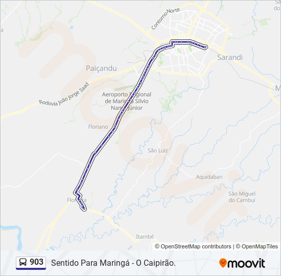 Mapa da linha 903 de ônibus