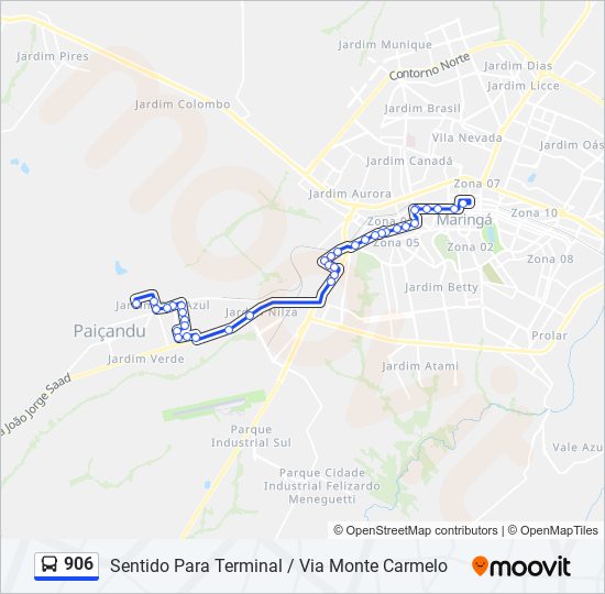 Mapa da linha 906 de ônibus