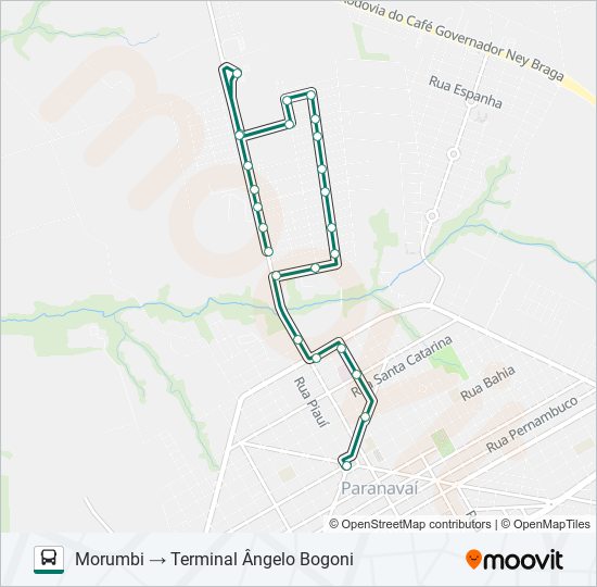 Mapa da linha 001 MORUMBI de ônibus