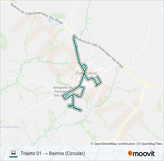 Mapa da linha 013 INTERBAIRROS (ESCOLAR) de ônibus
