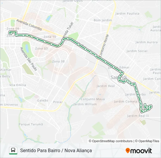 254N NOVA ALIANÇA Bus Line Map