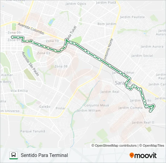 254N NOVA ALIANÇA Bus Line Map