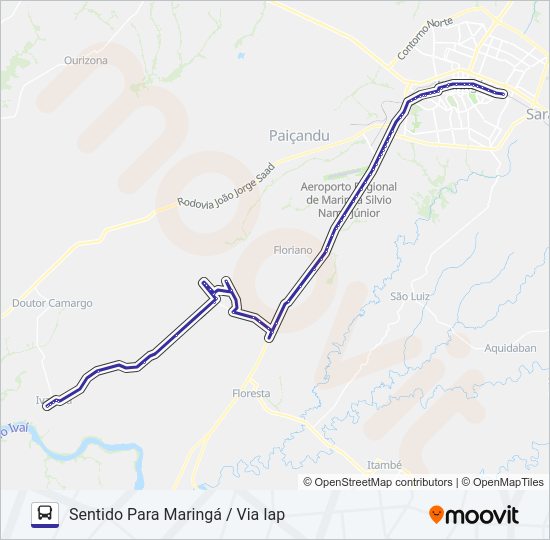Mapa da linha 801 IVATUBA de ônibus
