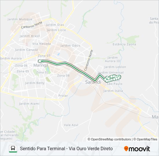 Mapa da linha 254O OURO VERDE de ônibus