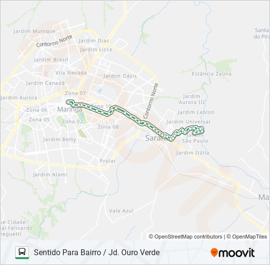 Mapa de 254O OURO VERDE de autobús