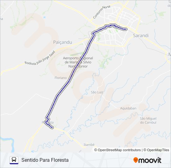 Mapa da linha 903 FLORESTA de ônibus