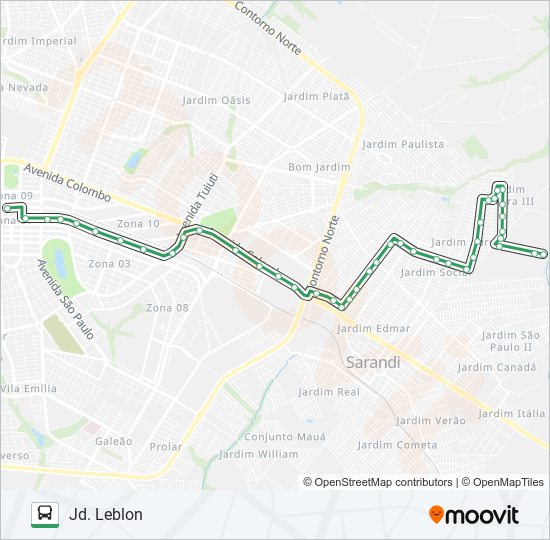 Mapa de 254L JD. LEBLON de autobús