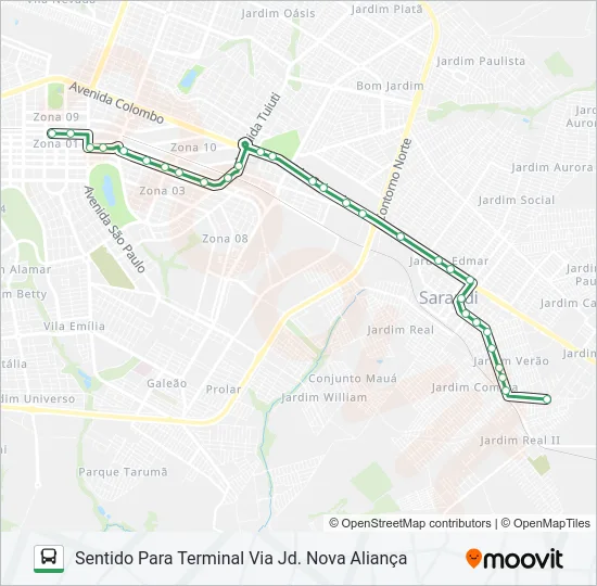 254V JD. VERÃO Bus Line Map