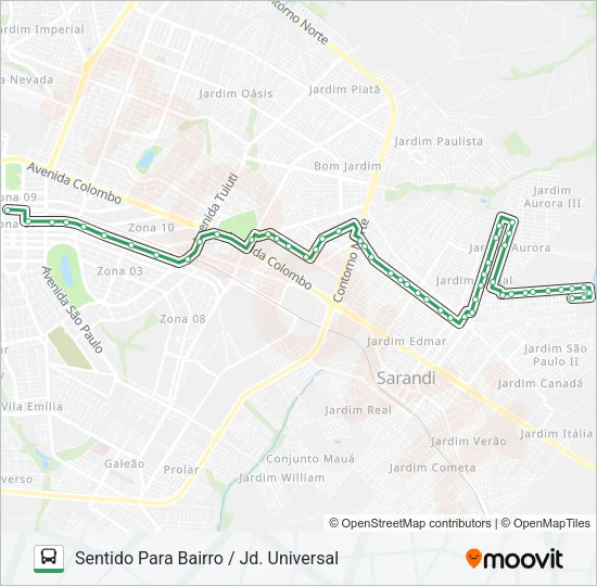 254U JD. UNIVERSAL Bus Line Map