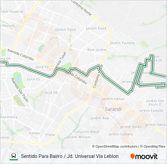 254U JD. UNIVERSAL Bus Line Map