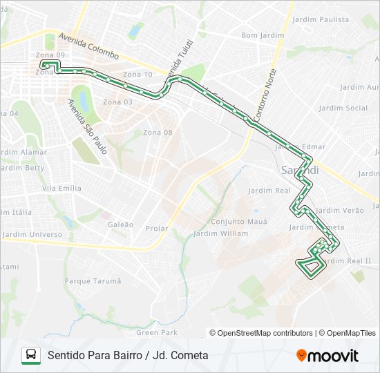 Mapa da linha 254CT JD. COMETA de ônibus