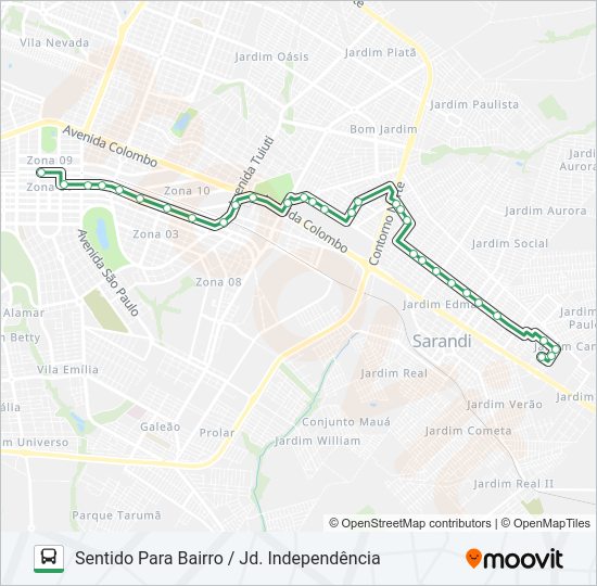 Mapa da linha 254I JD. INDEPENDÊNCIA de ônibus