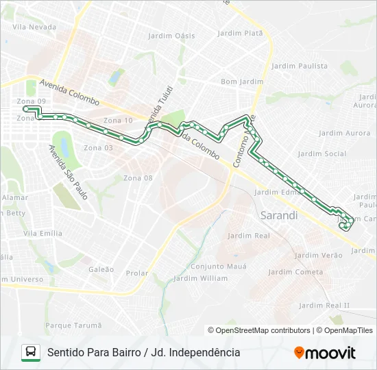 254I JD. INDEPENDÊNCIA Bus Line Map