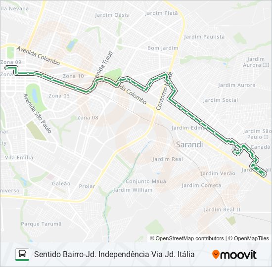 Mapa de 254I JD. INDEPENDÊNCIA de autobús