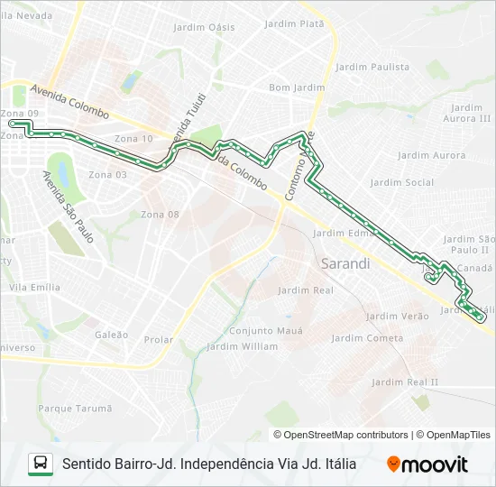 254I JD. INDEPENDÊNCIA Bus Line Map