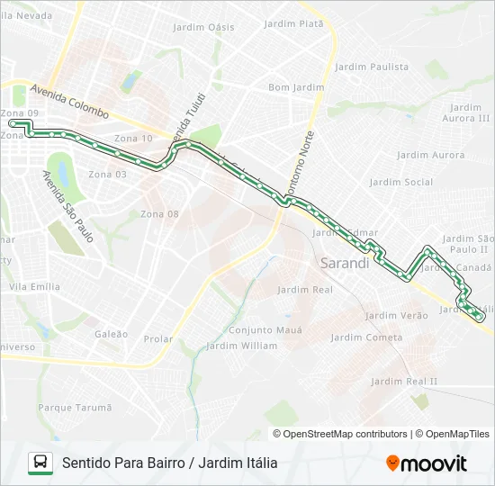 254IT JARDIM ITÁLIA Bus Line Map