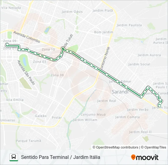 254IT JARDIM ITÁLIA Bus Line Map