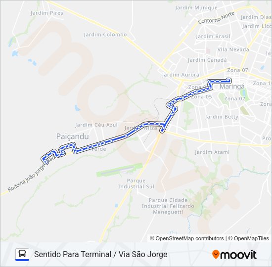 Mapa da linha 902 PAIÇANDU - TREVO de ônibus