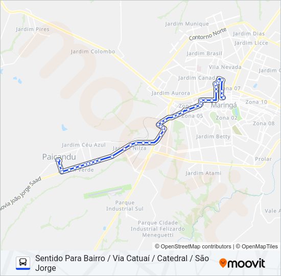 Mapa da linha 902 PAIÇANDU - TREVO de ônibus