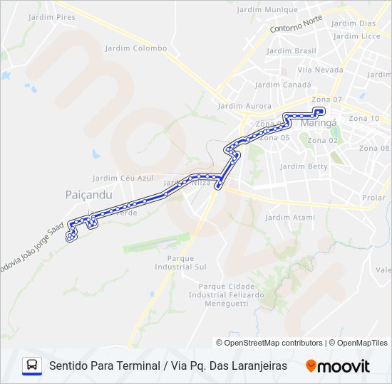 Mapa da linha 907 PQ. DAS LARANJEIRAS de ônibus