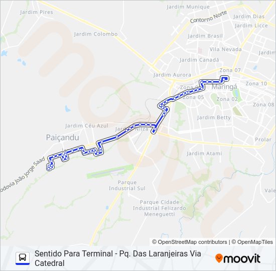 Mapa da linha 907 PQ. DAS LARANJEIRAS de ônibus