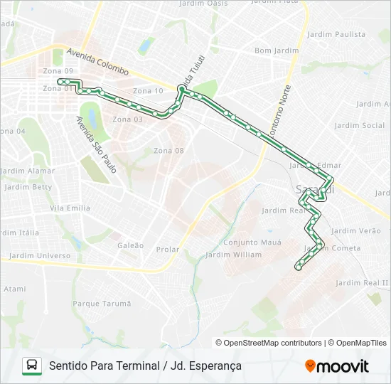 254E JD. ESPERANÇA Bus Line Map