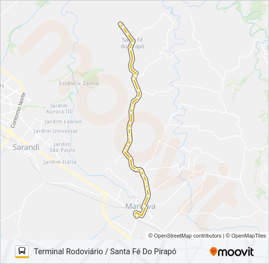 Mapa da linha M03 SANTA FÉ DO PIRAPÓ de ônibus