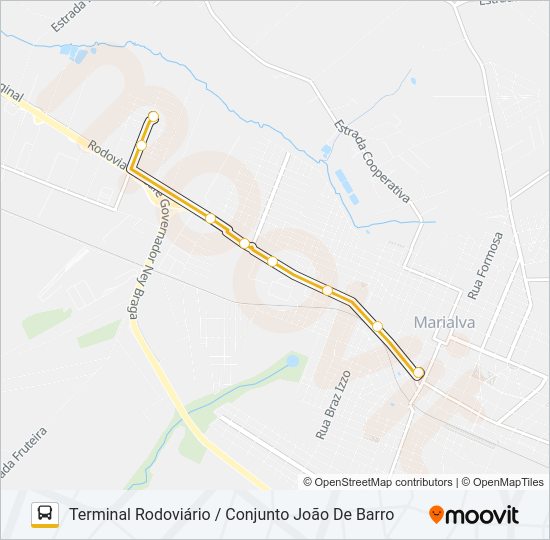 Mapa da linha M01 CONJUNTO JOÃO DE BARRO de ônibus