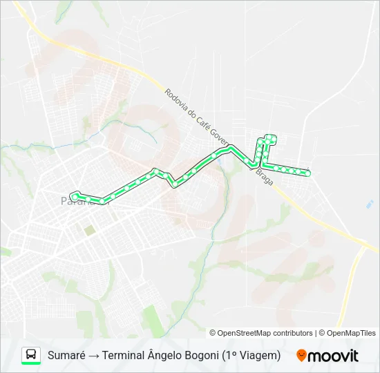 009 SUMARÉ (VIA MANOEL RIBAS) Bus Line Map