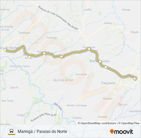 Mapa de 1137-550 MARINGÁ / PARAISO DO NORTE de autobús