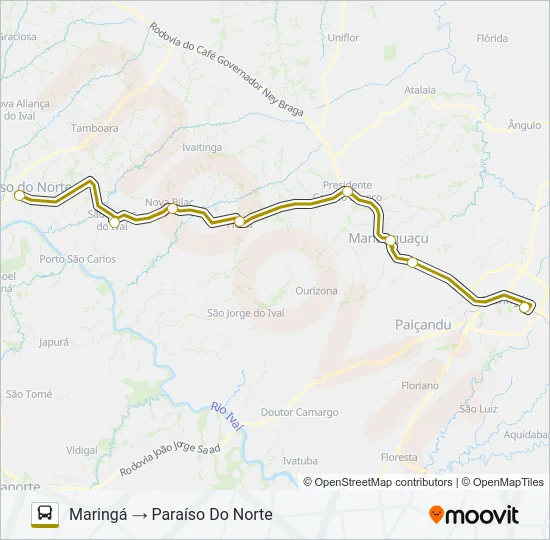 1137-550 MARINGÁ / PARAISO DO NORTE Bus Line Map