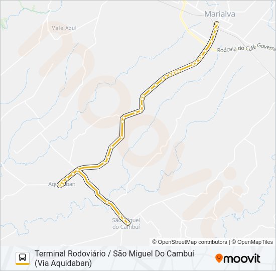 Mapa da linha M02 SÃO MIGUEL DO CAMBUÍ (VIA AQUIDABAN) de ônibus
