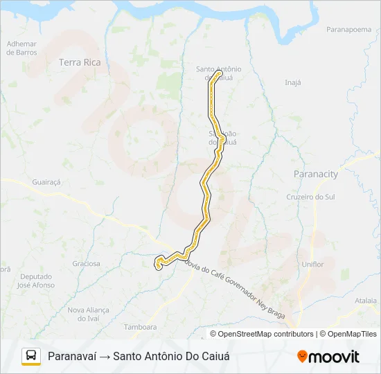 1567-500 PARANAVAÍ / SANTO ANTONIO DO CAIUÁ Bus Line Map