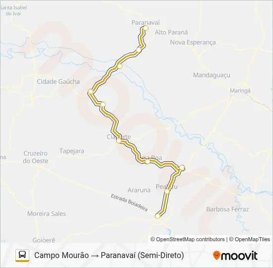 1562-500 PARANAVAÍ / CAMPO MOURÃO (VIA CIANORTE) Bus Line Map