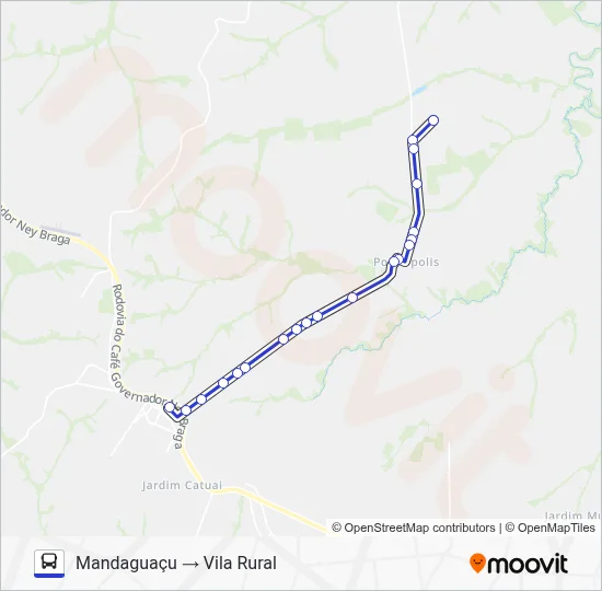 001 MANDAGUAÇU / PULINÓPOLIS (VILA RURAL) Bus Line Map
