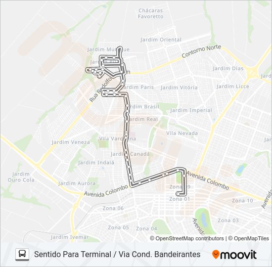 Mapa da linha 721 ATENAS de ônibus