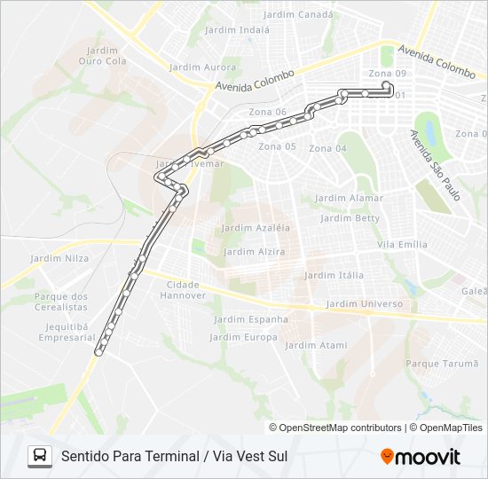 Mapa da linha 512 COCAMAR de ônibus