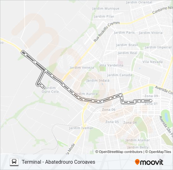 Mapa da linha 201 IGUATEMI de ônibus