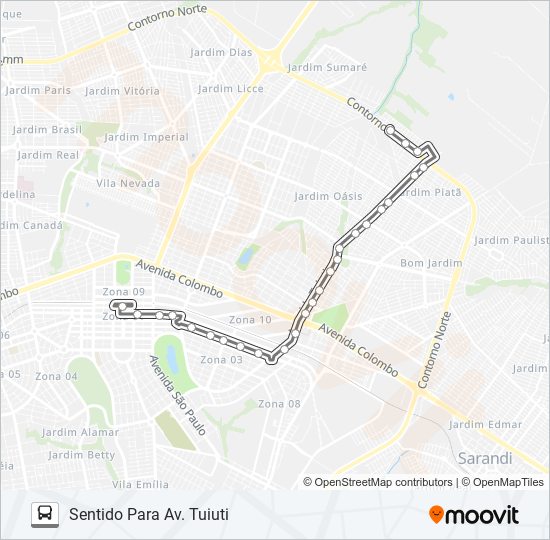 Mapa de 021 AV. TUIUTI de autobús