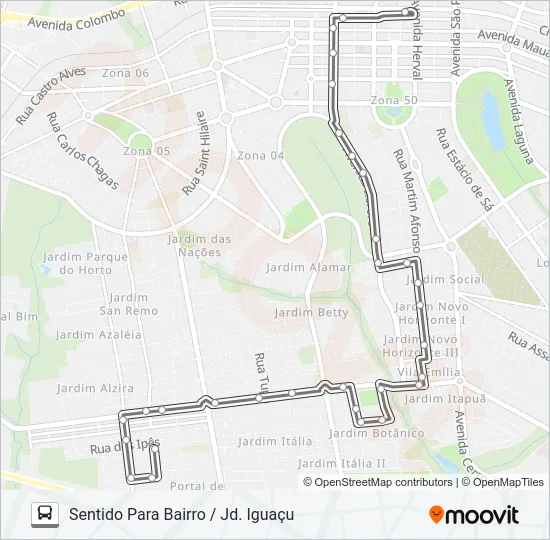 219 JD. IGUAÇU Bus Line Map