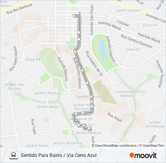 Mapa da linha 427 CERRO AZUL de ônibus