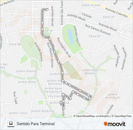 Mapa da linha 427 CERRO AZUL de ônibus