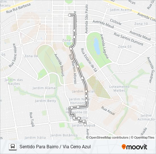 Mapa de 427 CERRO AZUL de autobús